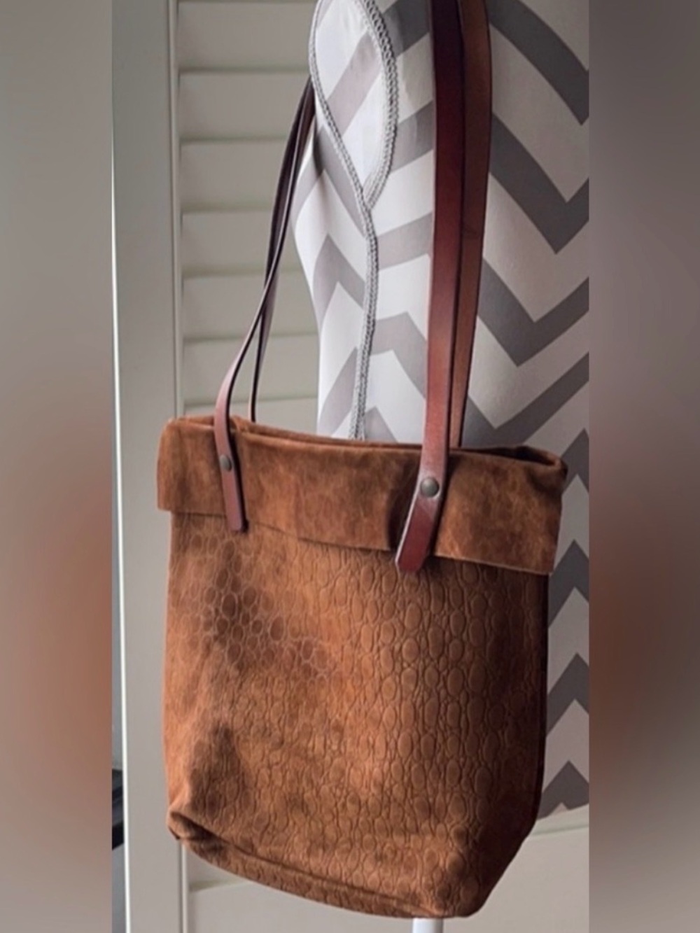 Brown Suede Shoulder Bag with Leather Straps - from ROME vacation